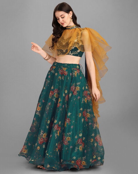 Aspora Floral Print, Embellished, Printed Stitched Lehenga & Crop Top - Buy  Aspora Floral Print, Embellished, Printed Stitched Lehenga & Crop Top  Online at Best Prices in India | Flipkart.com