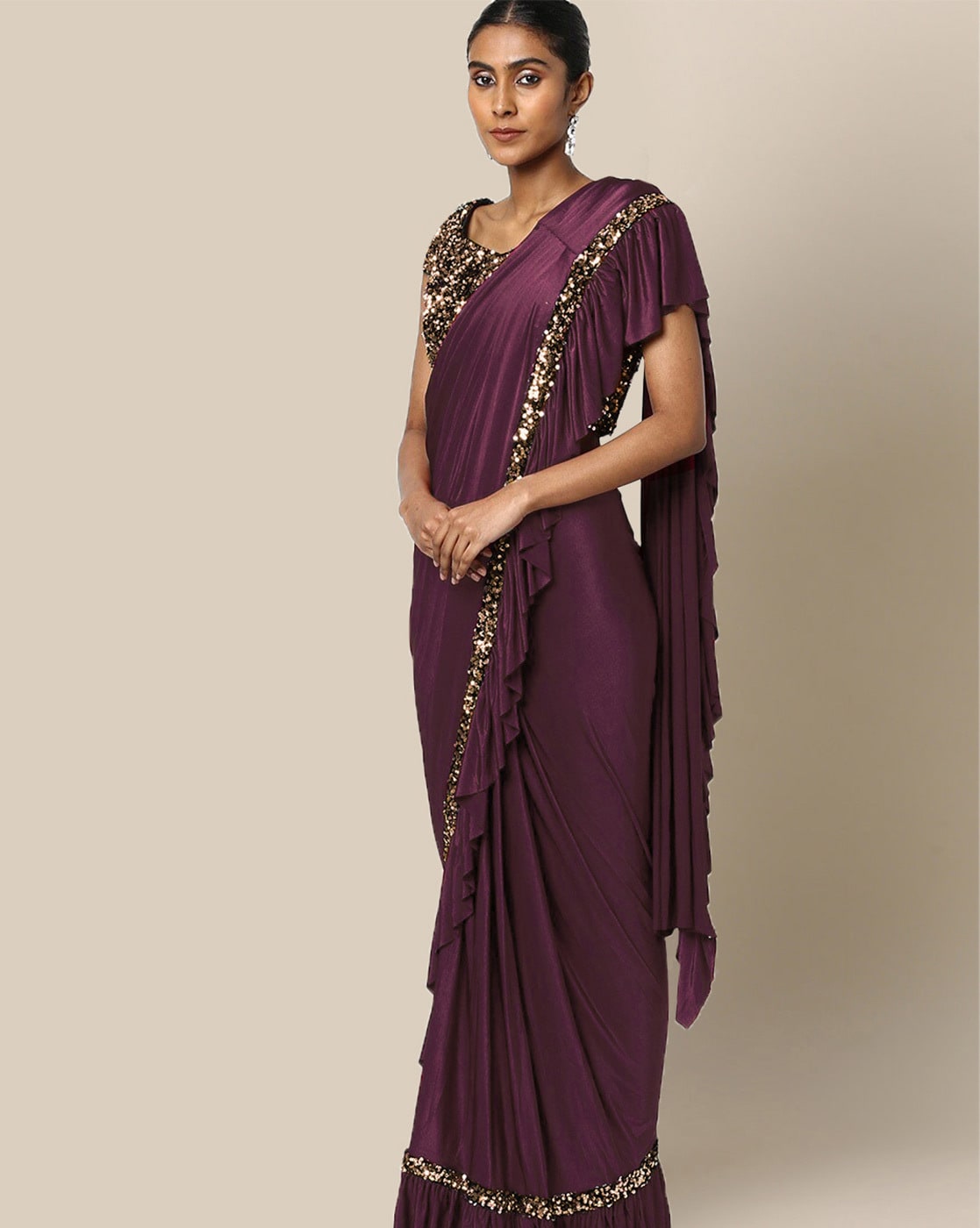 Womens Stunning Ready To Wear fancy silk Saree for Marriage Function  VT01057 - Vtsarees.com