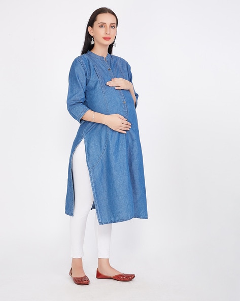 Buy Navy Blue Kurtis & Tunics for Women by CEFALU Online | Ajio.com