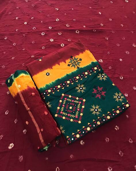 ANTIQUE WEAR Women's Unstitched Slub Cotton Salwar Suit Dress Material With  Cotton Print With Mirror Work Dupatta (PINK) : Amazon.in: Fashion