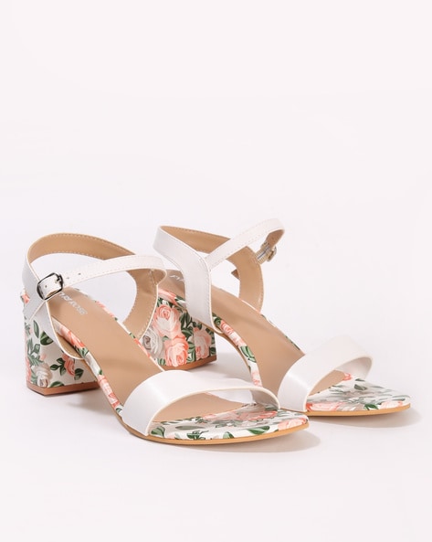 Floral print block heels best sale