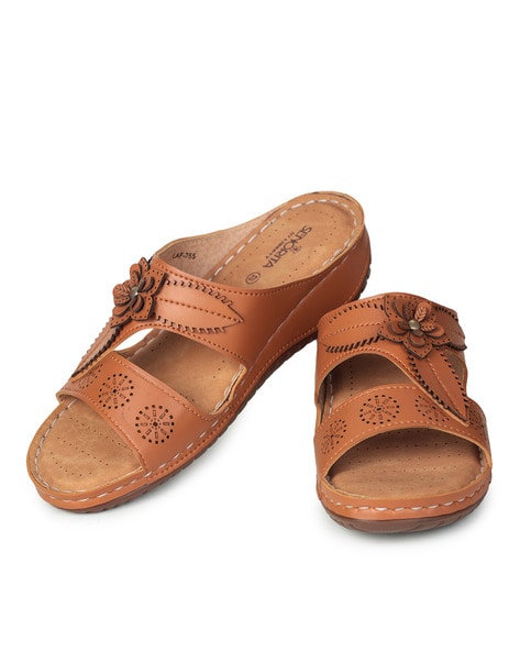 Buy Tan Flat Sandals for Women by LIBERTY Online Ajio