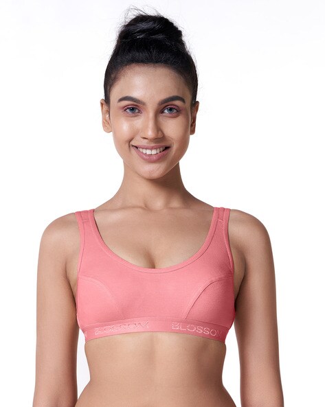 Zivame Girls Double Layered Non Wired Full Coverage Racerback Beginner  Sports Bra (Pack of 2) - Pink