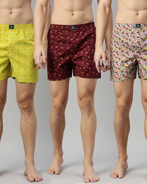 Buy Joven Men Printed Boxer Pack of 3 Shorts Online at Best Prices