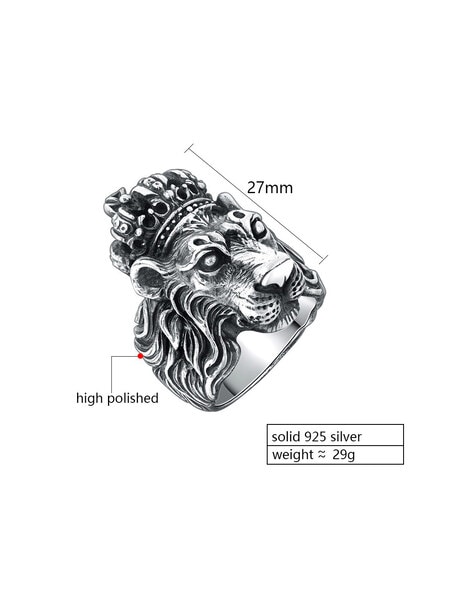 10k Gold Diamond Lion Head Ring for Men - Grimal Jewelry