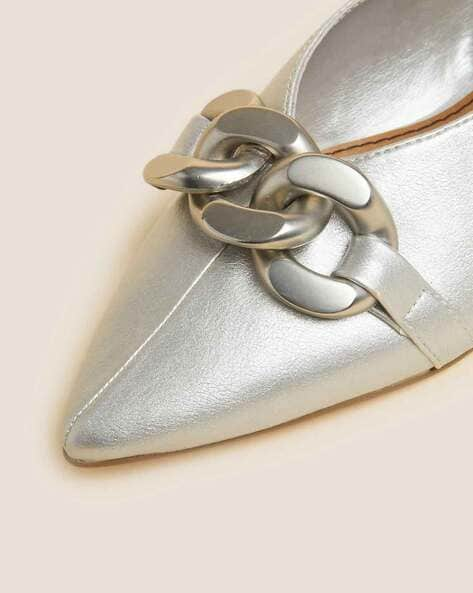 Silver discount flat mules