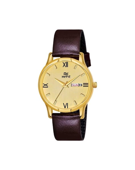 Hamt Men HT-GR350-GLD-BRW Analogue Watch with Synthetic Strap
