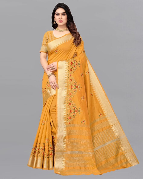 YELLOW - CHETTINAD COTTON WITH ZARI BORDER