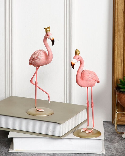 Set of 2 Polyresin Flamingo