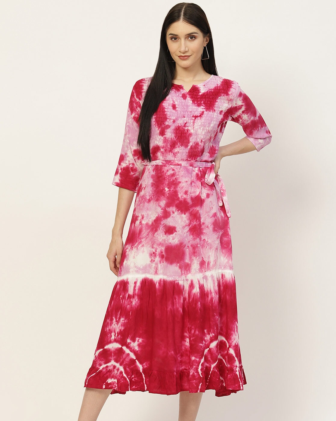Buy White Georgette Tie N Dye Dress After Six Wear Online at Best Price |  Cbazaar