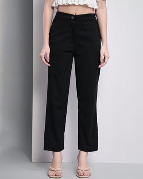 New Look Petite paperbag waist trouser in dark grey  ASOS