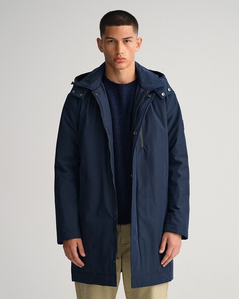 Long jacket mens sale with hood