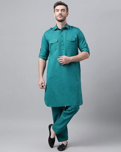 Buy Green 2 Piece Ethnic Suit for Men by hangup Online Ajio