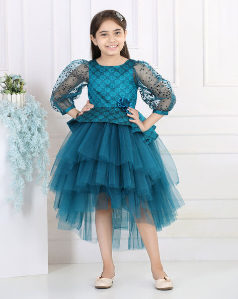 Buy Toy Balloon Kids Sleeveless Beads Embellished Waistband Shimmer & Pearl  Detailed Layered High Low Dress Military Green for Girls (6-7Years) Online  in India, Shop at FirstCry.com - 14930608