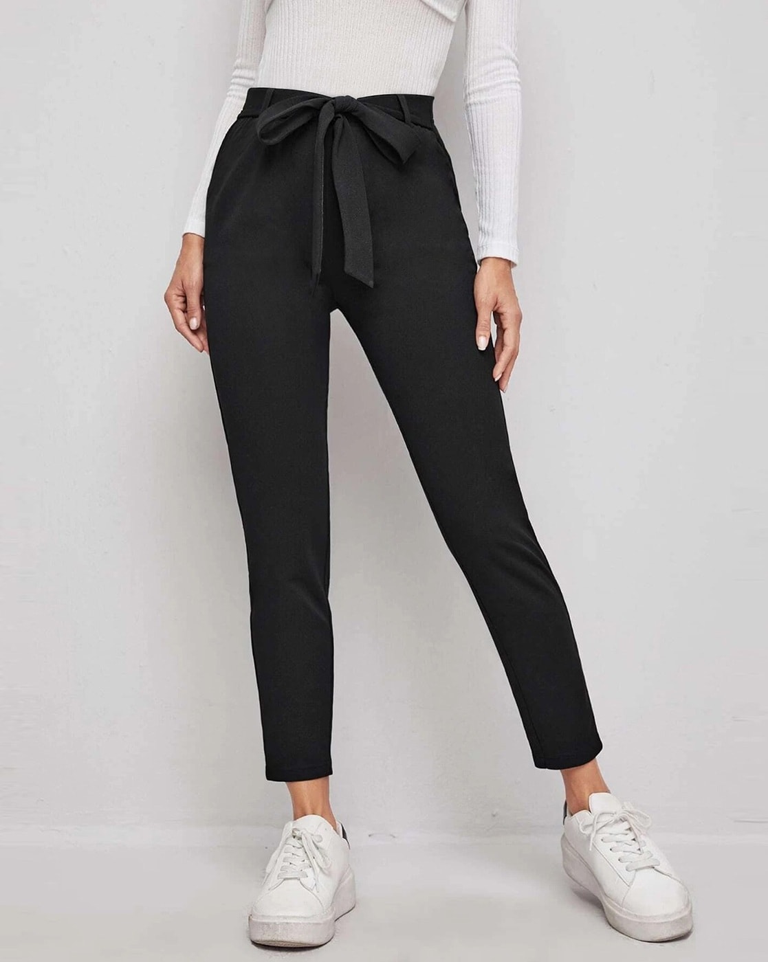 Buy Maniac Solid Womens Polyester Black Loose Fit Trouser Online