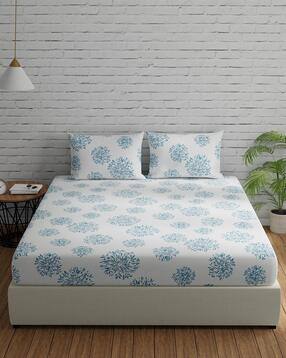 huesland 144 TC Cotton Leaf Print King-Size Bedsheet with Pillow Covers-picture-25