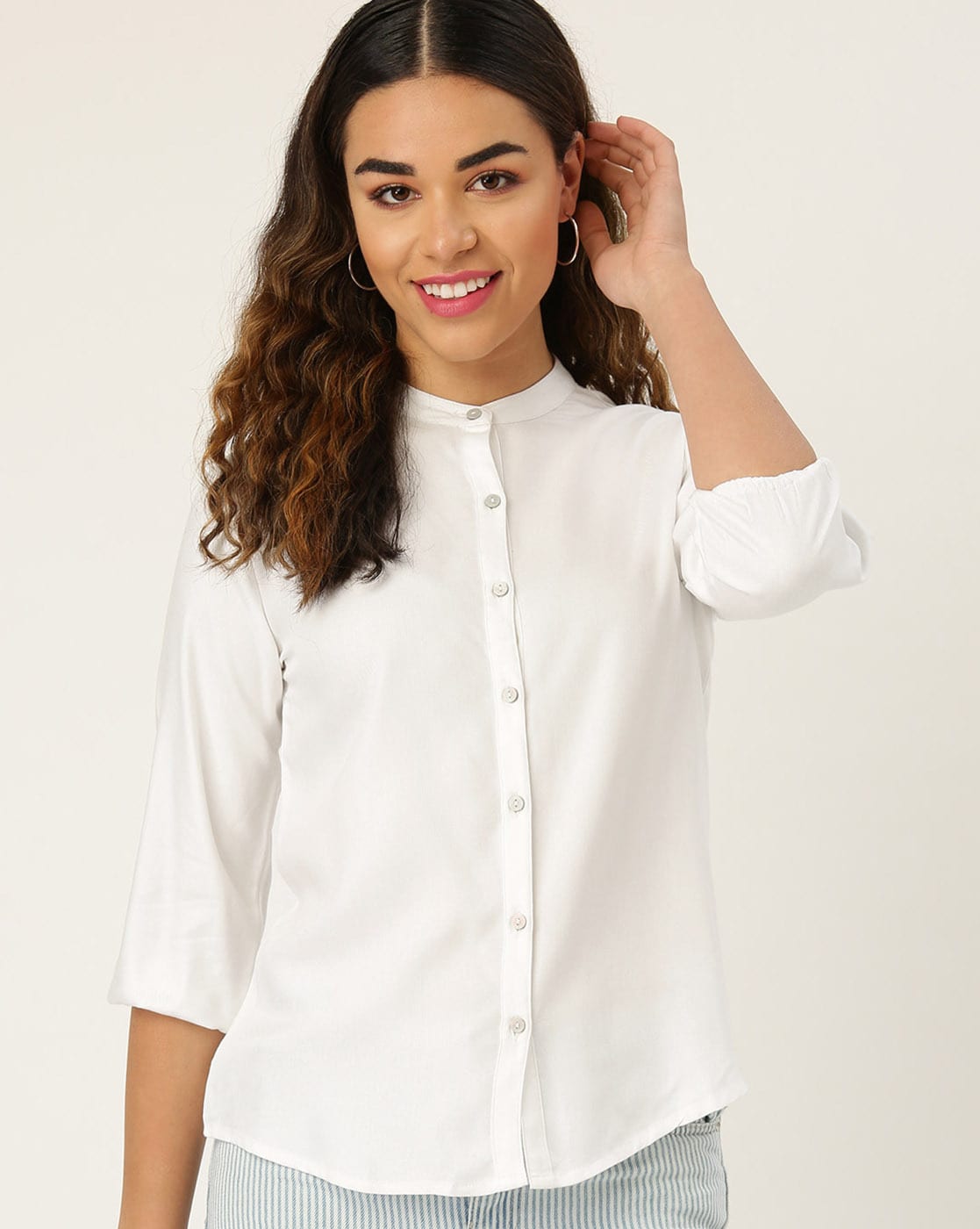 Women's white online collared shirt