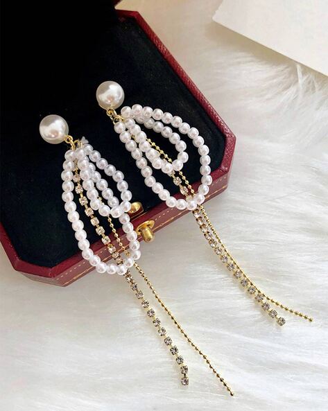 Flipkart.com - Buy ARZONAI big pearl female temperament elegant bow earrings  for women and Girls Metal Earring Set Online at Best Prices in India