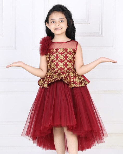 Maroon dress clearance for girl kid