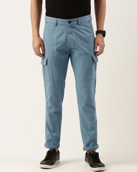 Flat-Front Mid-Rise Cargo Pants