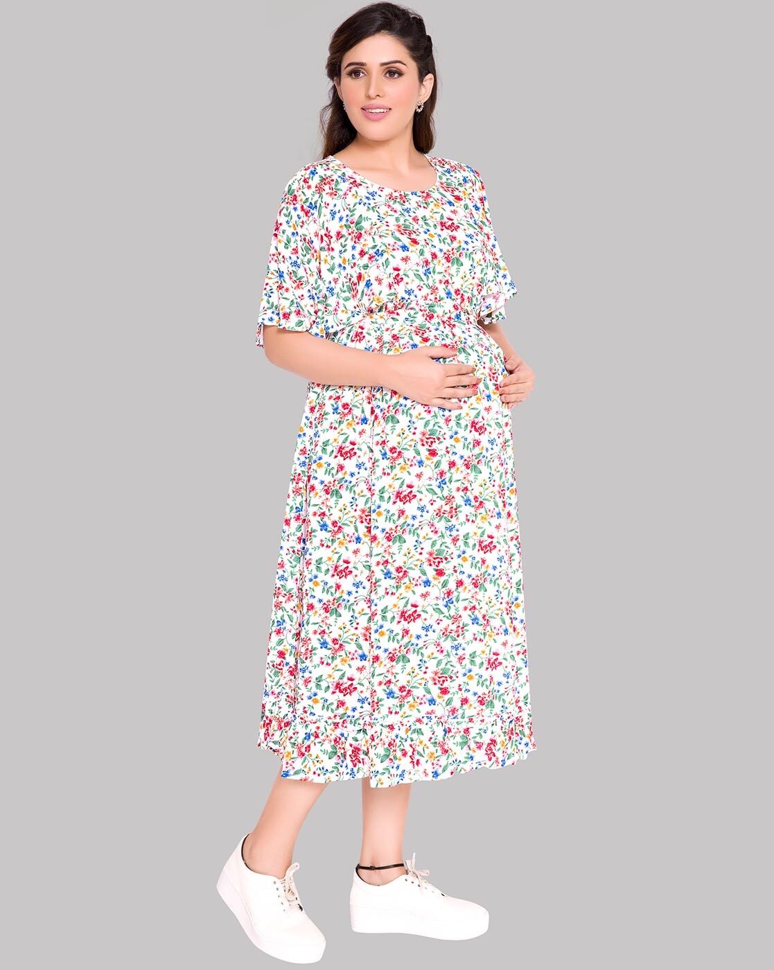 Elegant white maternity dress Magdala – Hello Mom