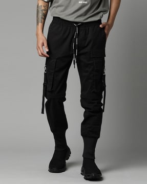 Black Cargo Pants With Straps