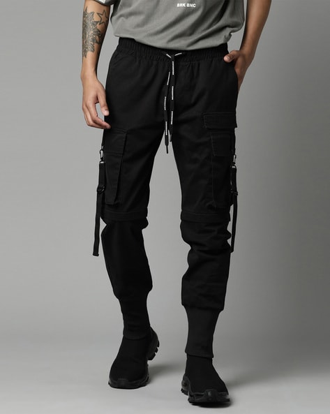 Topman belted cargo pants in black  ASOS