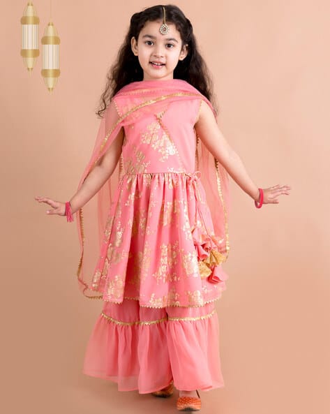 Floral Pattern Kurta Set with Dupatta