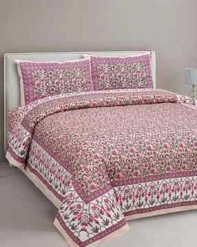 uniqchoice 150 TC Floral Print King-Size Bedsheet with Pillow Covers-picture-26