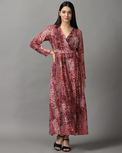 Animal Print Wrap Dress