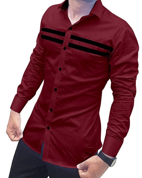 Maroon Solid Casual Shirt – Bushirt