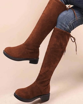 Girls leather knee high on sale boots