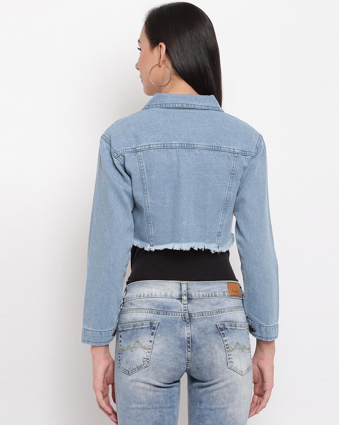 Blue Cropped Denim Jacket