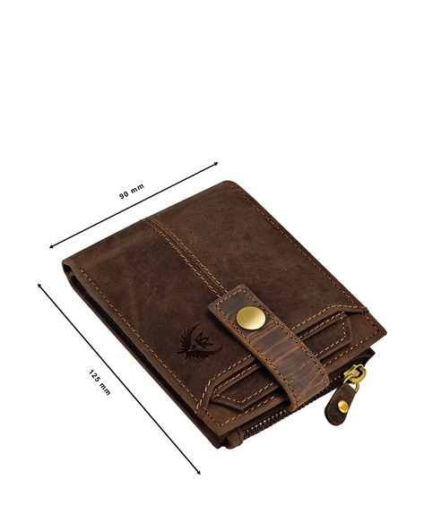 Men's Real Leather Wallet Bifold ID Card Holder RFID Snap Button Purse US  Stock