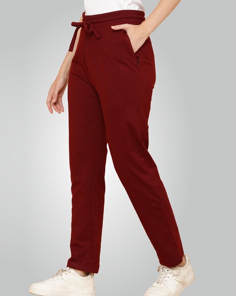 Maroon track best sale pants womens