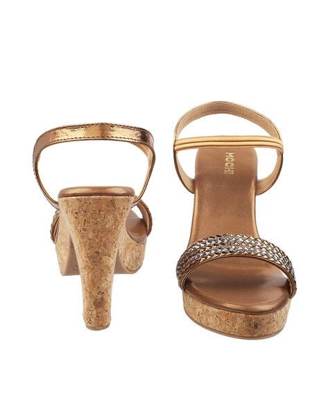 Buy Mochi Women Gold Party Sandals Online