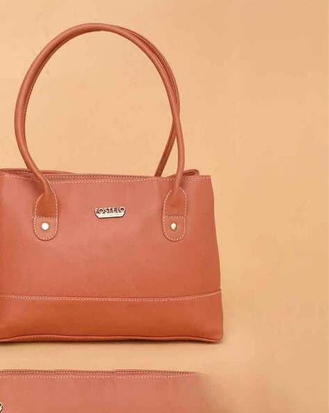Beau Design Stylish Orange Color Imported PU Leather Casual Tote Handbag  With For Women's/Ladies/Girls