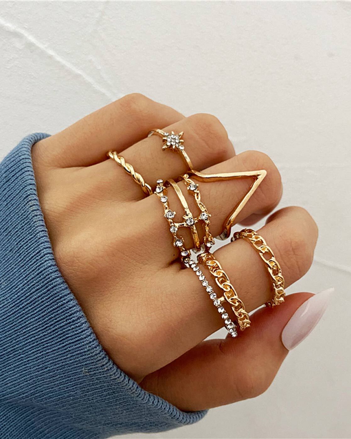 Amazon.com: Vintage Rings Set for Women Boho Heart Knuckle Finger Ring  Female Bohemian Gold Silver Color Jewelry Accessories : Clothing, Shoes &  Jewelry