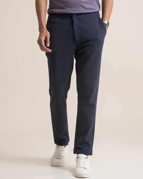 Smart Stretch Texture Pants - Denim Blue | Charles Tyrwhitt