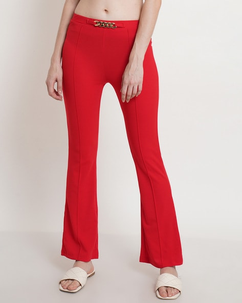 Red Flared leather trousers | Gucci | MATCHES UK