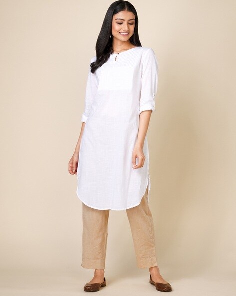 White 100% Cotton Midi Shift Dress, Customizable Dress for Women, U-neck  Slit Dress, Relaxed Fit Dress, Plus Size, Petite, Tall Etsw - Etsy