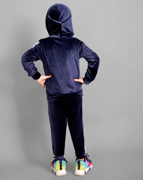 Navy Blue Contrast Hooded Tracksuit