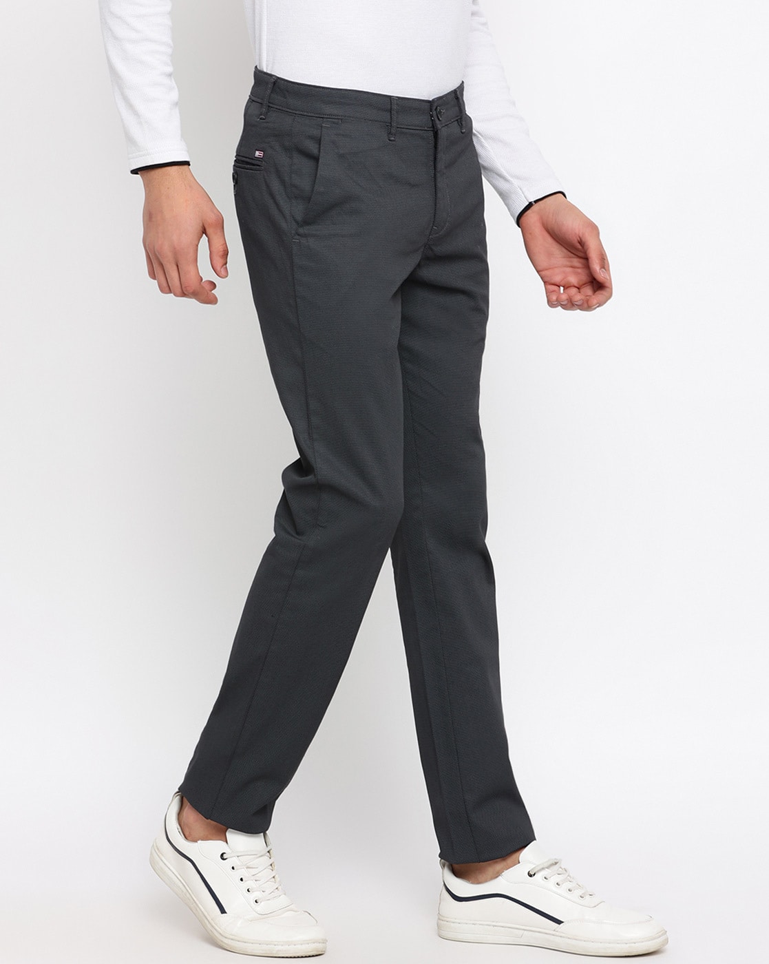 Buy Crozo by Cantabil Crozo By Cantabil Women Navy Blue Checked Formal  Trouser at Redfynd
