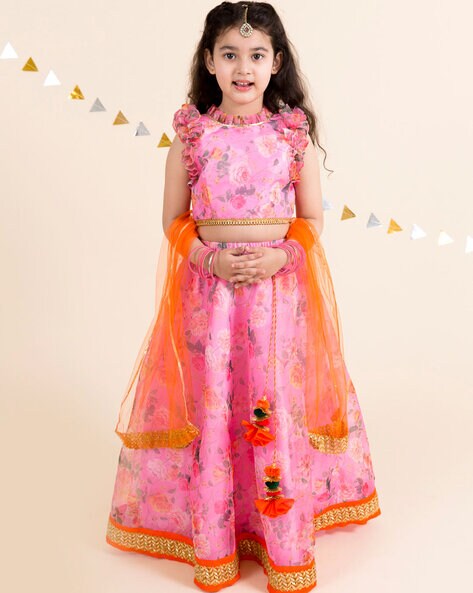 Buy Orchid Pink Poly Viscose Lehenga Set (Blouse, Lehenga, Dupatta) for  INR2497.50 | Biba India