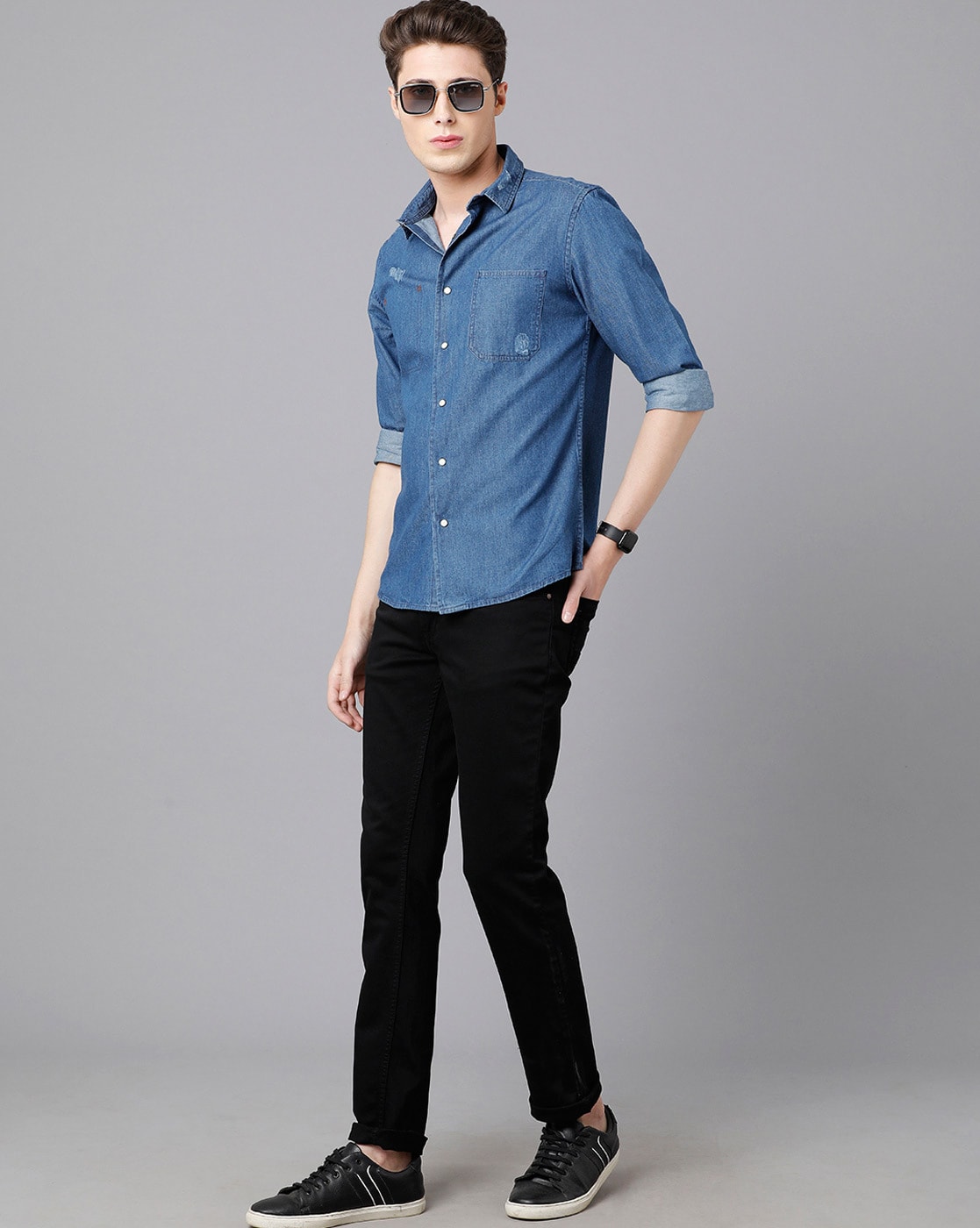 Buy Navy Blue Shirts for Men by Prototype Online