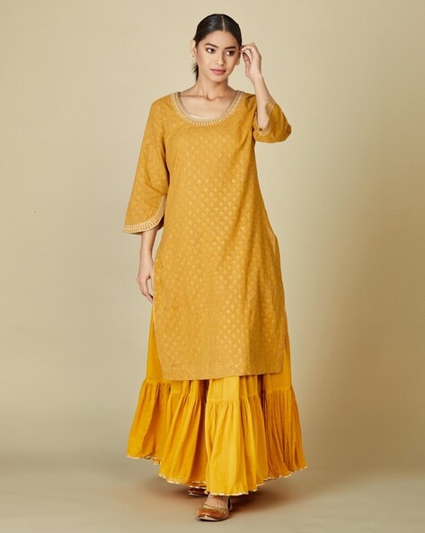 Buy Mustard Kurta Suit Sets for Women by Fabindia Online Ajio