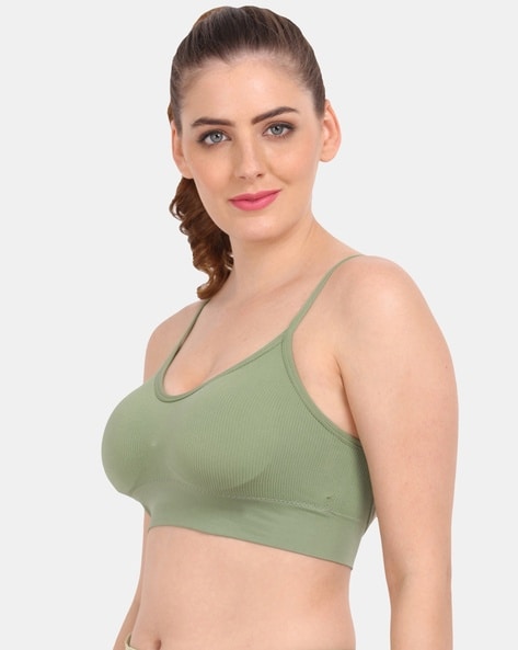 Plus Size Women's Zipper Back Ribbed Sports Bra For Show-Off Your