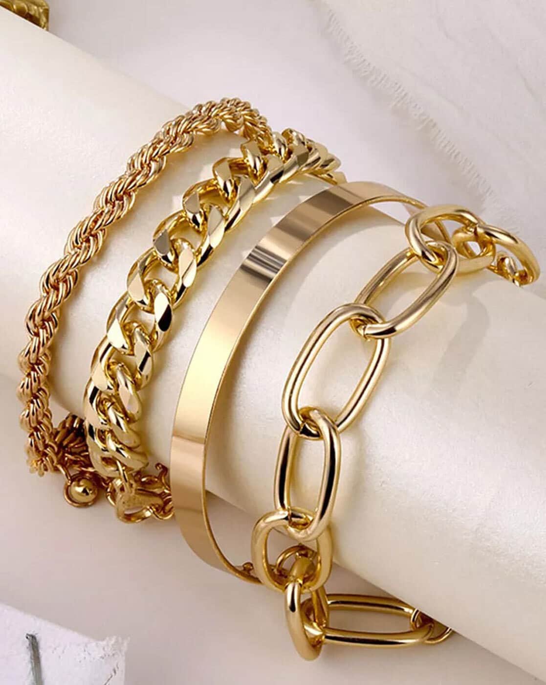Buy Jewels Galaxy Gold-Toned Gold-Plated Set of 4 Love Contemporary Bracelet  Set For Women and Girls (CT-BNGZ-49202) at Amazon.in