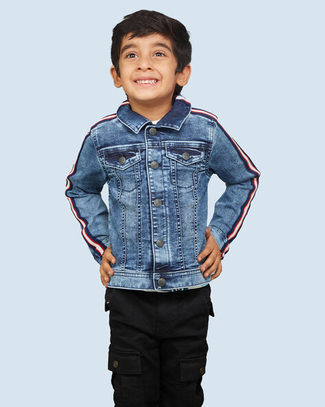 Amazon.com: Baby Boys Girls Denim Jacket Button Down Distressed Denim  Trucker Jeans Jacket Cowboy Outwear (Black, 12-18 Months): Clothing, Shoes  & Jewelry