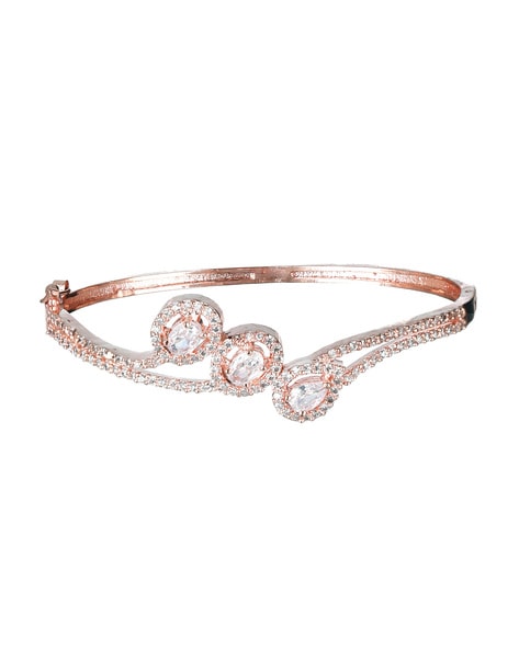 Buy Fida Wedding Handmade Luxurious Gold -Plated White Evil Eye American  Diamond Bracelet for Women(ADJUSTABLE) Online